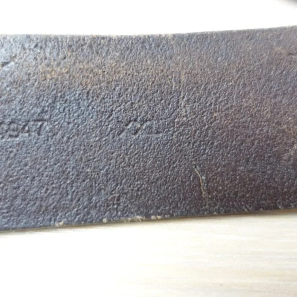 VINTAGE Cowboy Brown Leather Belt Men 46 XXL EDDIE BAUER Western Buckle USA RARE